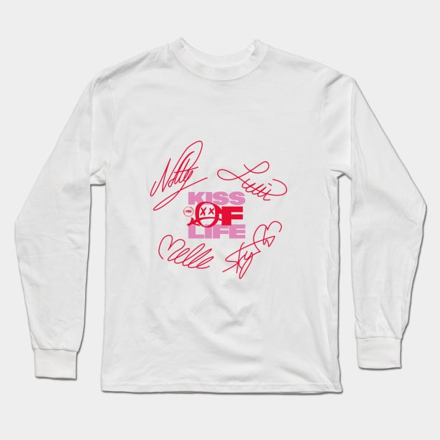 design with the signatures of the kiss of life group Long Sleeve T-Shirt by MBSdesing 